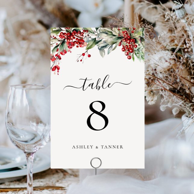 Elegant Winter Christmas Wedding Table Number (Creator Uploaded)