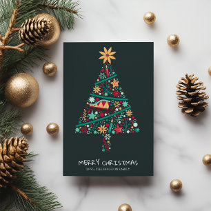 Elegant Winter Colourful Christmas Tree Holiday Card