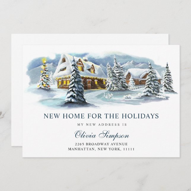 Elegant Winter Country Christmas Moving Announcement (Front/Back)