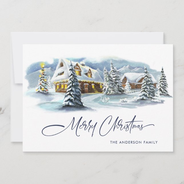 Elegant Winter Country Land Christmas Greeting Holiday Card (Front)