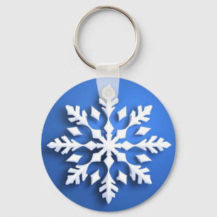 ❄️ Elegant Winter Crystal Snowflake Charm 3D Frost Key Ring