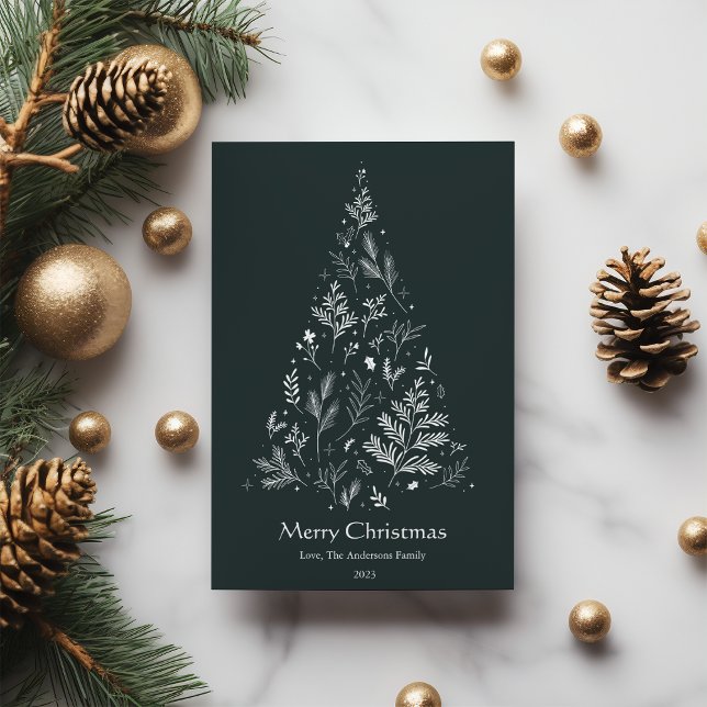 Elegant Winter Dark Christmas Tree Holiday Card (Creator Uploaded)