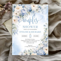 Elegant winter dusty blue and ivory couples shower