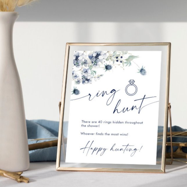 Elegant Winter Dusty Blue Foliage Bridal Shower Poster (Creator Uploaded)