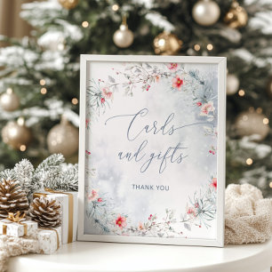 Elegant winter Dusty Blue Snow Cards and gifts Poster