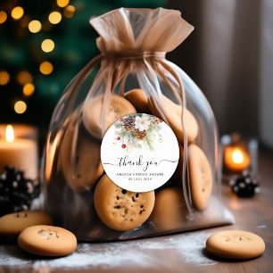 Elegant Winter Evergreen Bridal Shower Thank You Classic Round Sticker