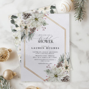 Elegant Winter Evergreen Floral Bridal Shower Invitation