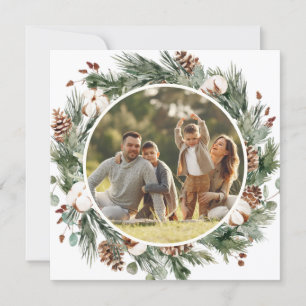 Elegant Winter Evergreen Holiday Photo Card