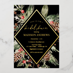 Elegant Winter Evergreen Poinsettia Bridal Shower 