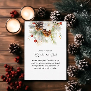 Elegant Winter Evergreen & Rowan Bridal Shower Enclosure Card