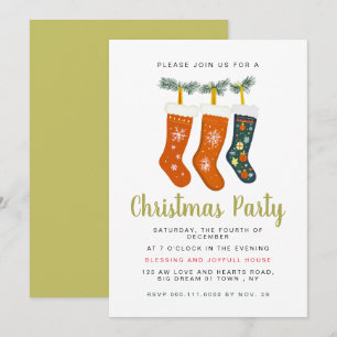 Elegant Winter Festive Clothesline Christmas Party Invitation