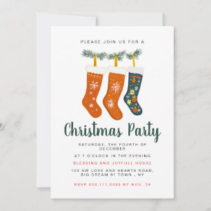 Elegant Winter Festive Clothesline Christmas Party Invitation