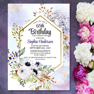 Elegant Winter Floral Any Age Birthday Party Invitation
