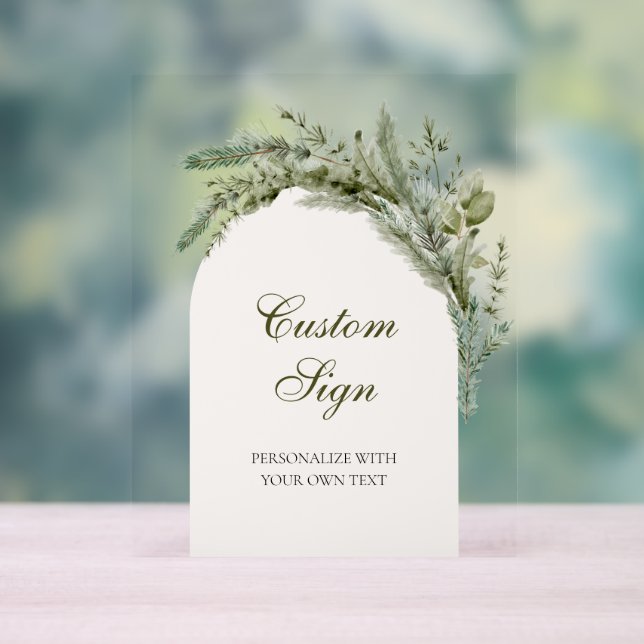 Elegant Winter Floral Arch Bridal Shower Custom Acrylic Sign (Neutral)