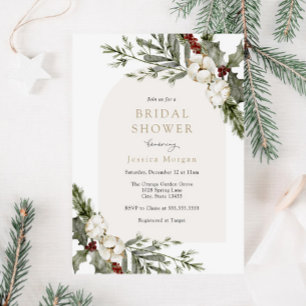 Elegant Winter Floral Arch Bridal Shower Invitation