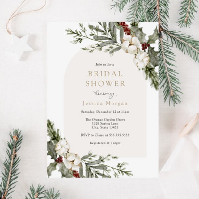 Elegant Winter Floral Arch Bridal Shower Invitation (Creator Uploaded)