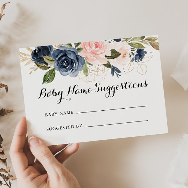 Elegant Winter Floral Baby Name Suggestions Card (Creator Uploaded)