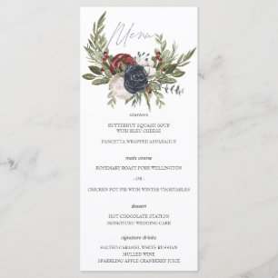 Elegant Winter Floral Boho Botanical Wedding Menu