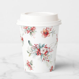 Elegant Winter Floral Botanical Baby Shower Paper Cups