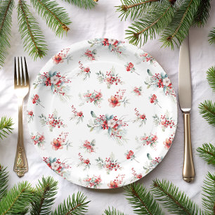 Elegant Winter Floral Botanical Baby Shower  Paper Plate