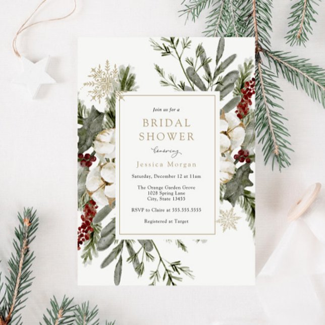 Elegant Winter Floral Bridal Shower Invitation (Creator Uploaded)