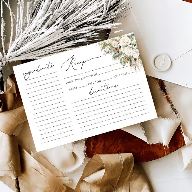 Elegant Winter Floral Bridal Shower Recipe Card (Creator Uploaded)