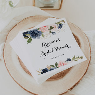 Elegant Winter Floral Calligraphy Bridal Shower Napkin