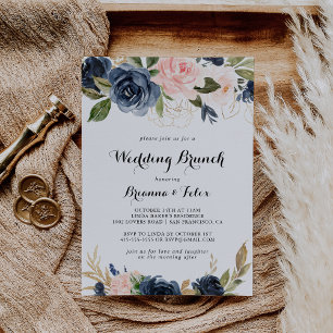 Elegant Winter Floral Calligraphy Wedding Brunch Invitation