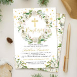 Elegant Winter Floral Girl Baptism Invitation<br><div class="desc">Elegant Winter Floral Girl Baptism Invitation</div>