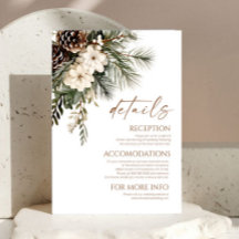 Elegant Winter Floral Pine Trees Wedding Details