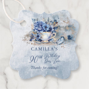 Elegant Winter Floral Teacup 90th Birthday Par-Tea Favour Tags