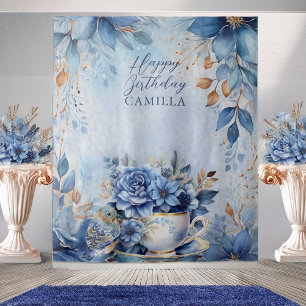 Elegant Winter Floral Teacup Birthday Par-Tea Tapestry