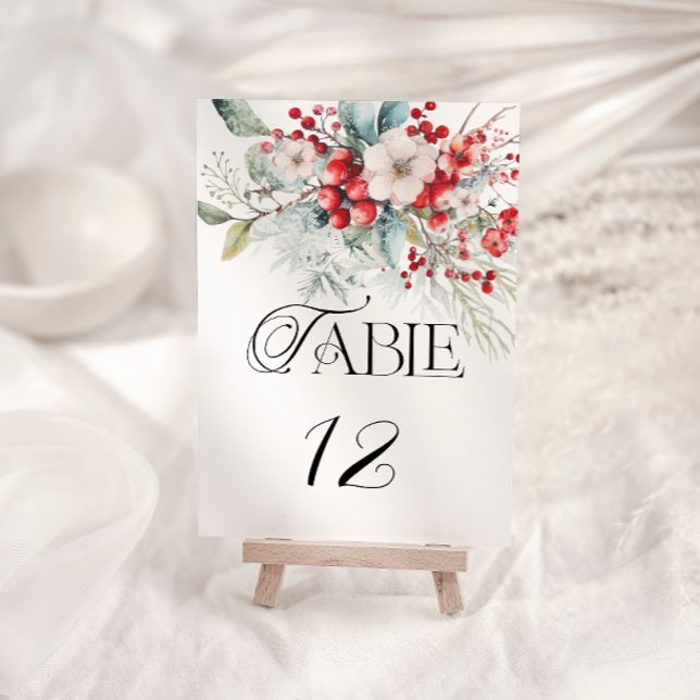 Elegant Winter Floral Wedding Table Number (Creator Uploaded)