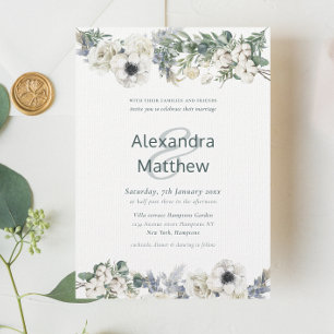 Elegant Winter Flowers Rustic Wedding  Invitation
