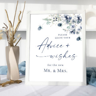 Elegant Winter Foliage Advice & Wishes Wedding Poster