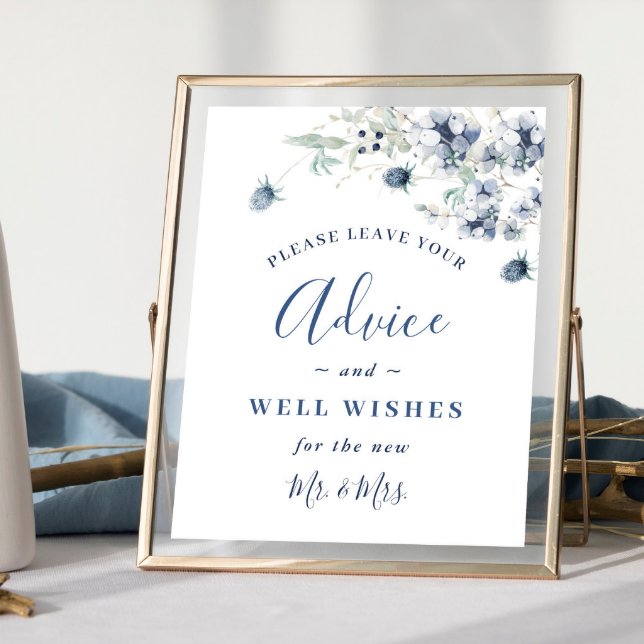 Elegant Winter Foliage Advice & Wishes Wedding Poster (Creator Uploaded)