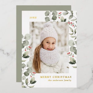 Elegant Winter Foliage and Holly Berries Photo