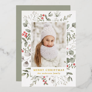 Elegant Winter Foliage and Holly Berries Photo