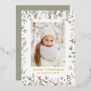 Elegant Winter Foliage and Holly Berries Photo