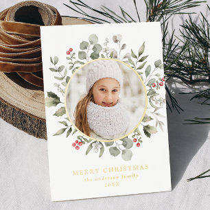 Elegant Winter Foliage and Holly Berries Photo