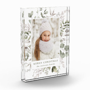 Elegant Winter Foliage and Snowberries Photo Block