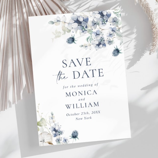 Elegant Winter Foliage Boho Wedding Save the Date (Creator Uploaded)