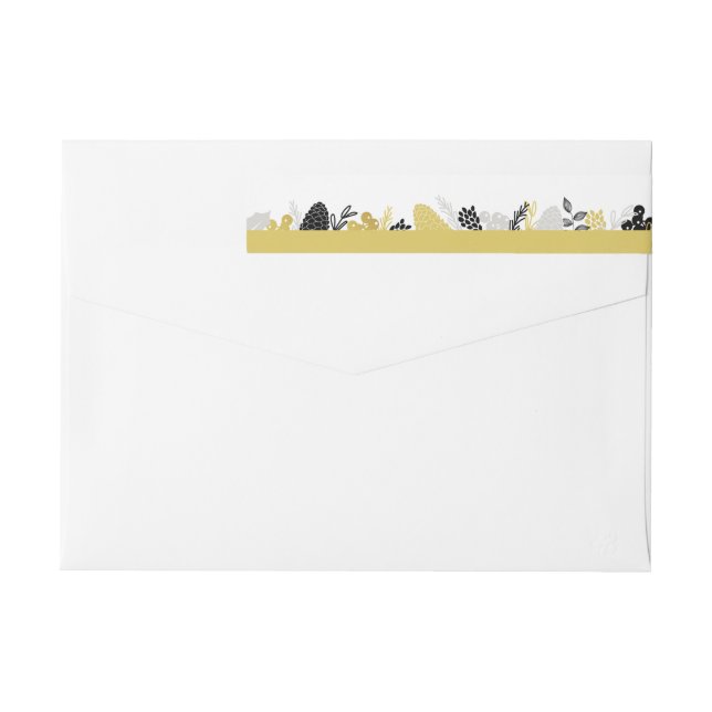 Elegant Winter Foliage Christmas Wrap Around Label (Back)