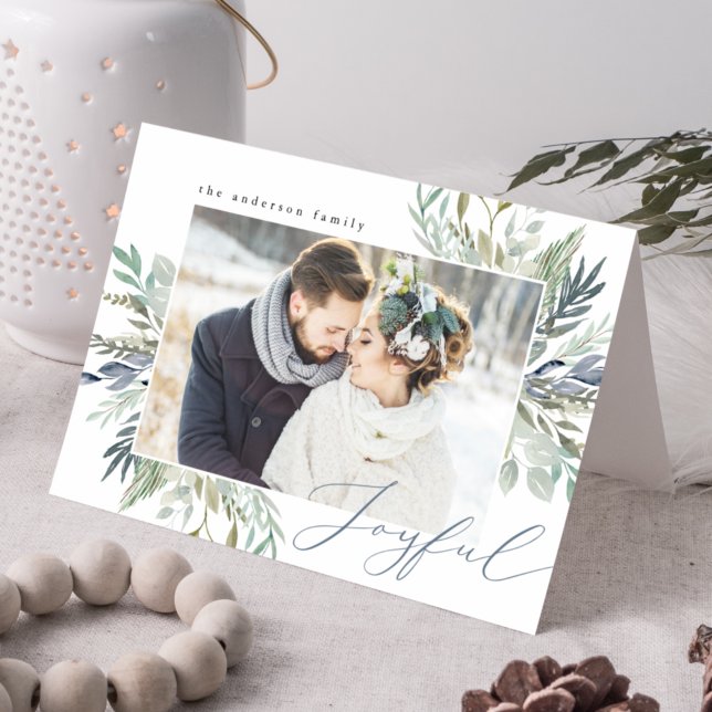 Elegant Winter Foliage Frame | Folded Holiday Card (Creator Uploaded)