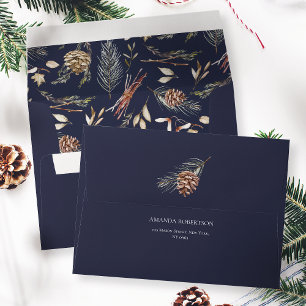 Elegant Winter Foliage Holiday Envelope 