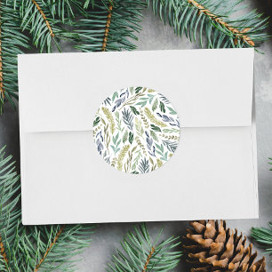 Elegant Winter Foliage Holiday Envelope Seals
