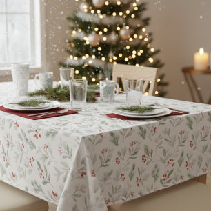 Elegant Winter Foliage Holiday Tablecloth