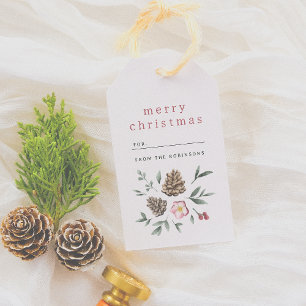 Elegant Winter Foliage Merry Christmas Gift Tags