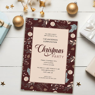 Elegant Winter Foliage Office Christmas Party Invitation