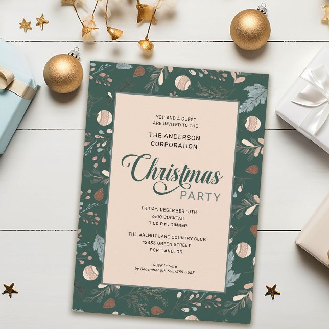 Elegant Winter Foliage Office Christmas Party Invitation (Creator Uploaded)
